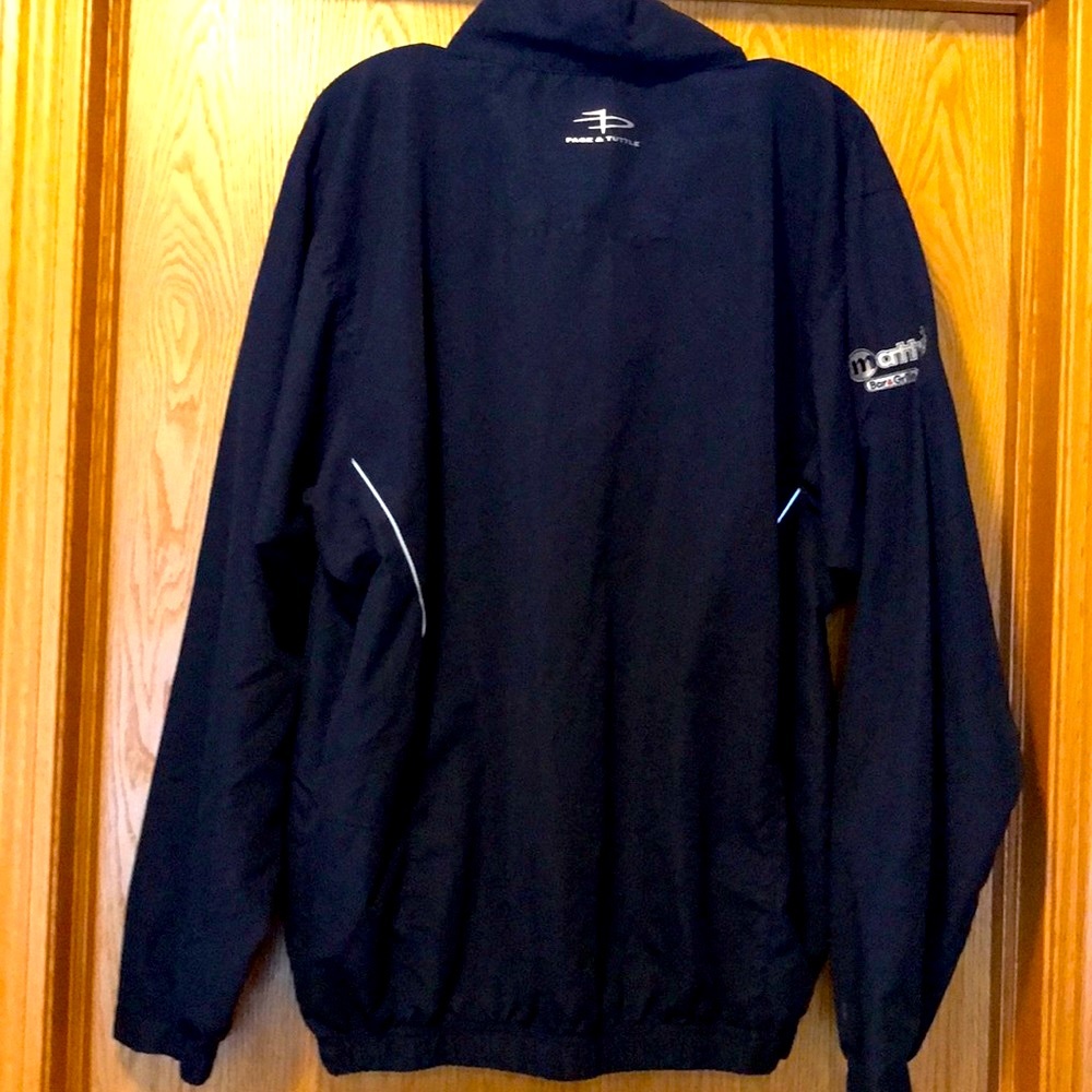 Page & Tuttle L 1/4 zip navy blue golf pullover jacket wind shirt reflective EUC